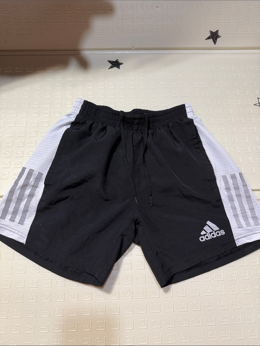 adidas Black Athletic Shorts with White Side Panels